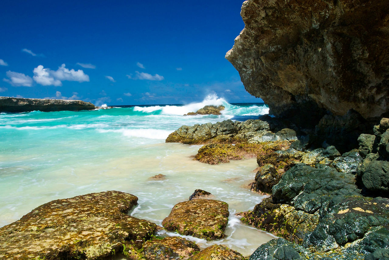 Rocky shore at Boca Prins Beach, Arikok National Park, Oranjestad, Aruba