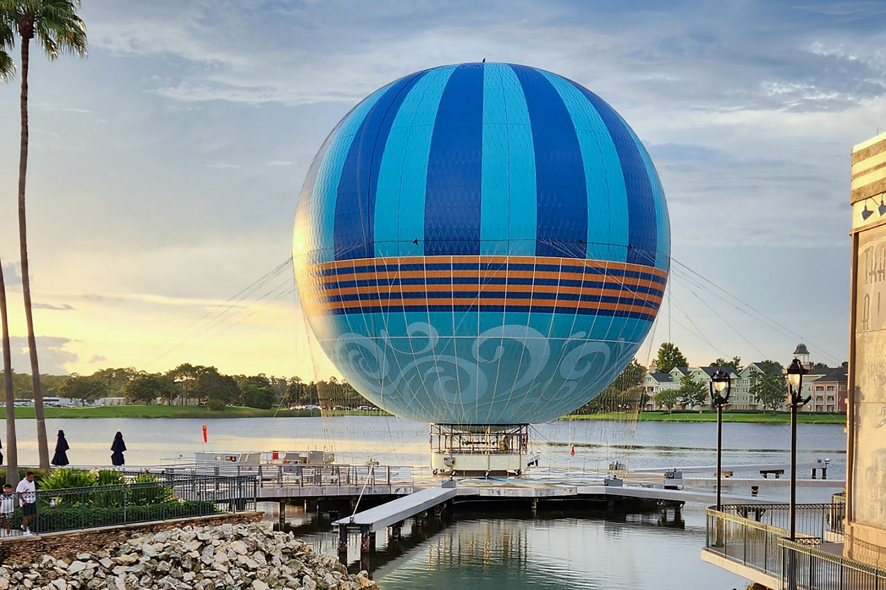 Hot air baloon reflective in water, Disney Springs, Orlando, Florida