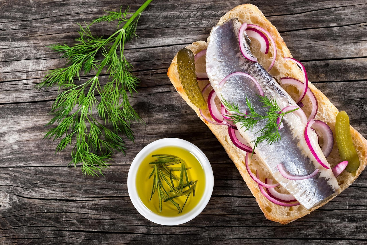 A herring fillet sandwich
