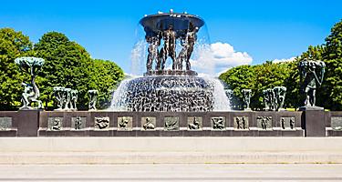 A fountain in Vigeland Sculpture park in Oslo, Norway