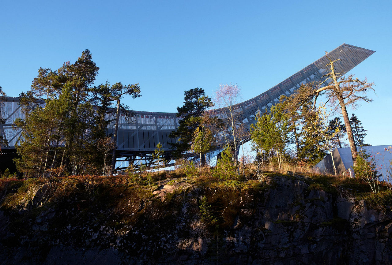 View of the Holkmenkolen ski jump in Oslo, Norway
