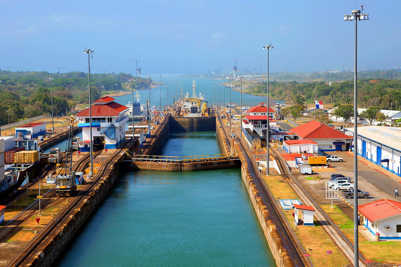 Panama Canal, Second Lock Entrance Pacific Ocean