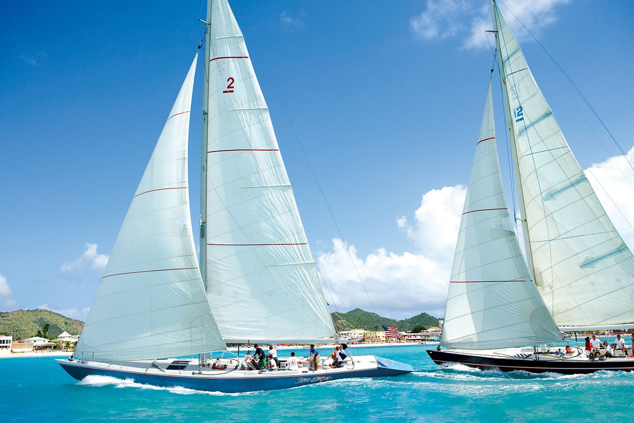 Sailboats Racing in the Regatta, Philipsburg, St. Maarten