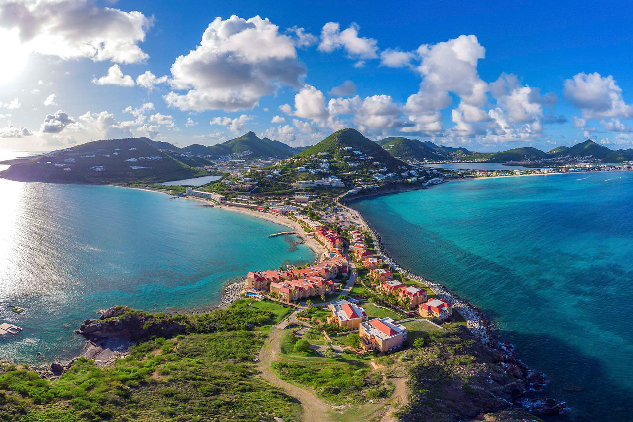 Aerial View of the Coast, Philipsburg, St. Maarten
