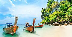 Phuket, Thailand Longtale Boat On Beach
