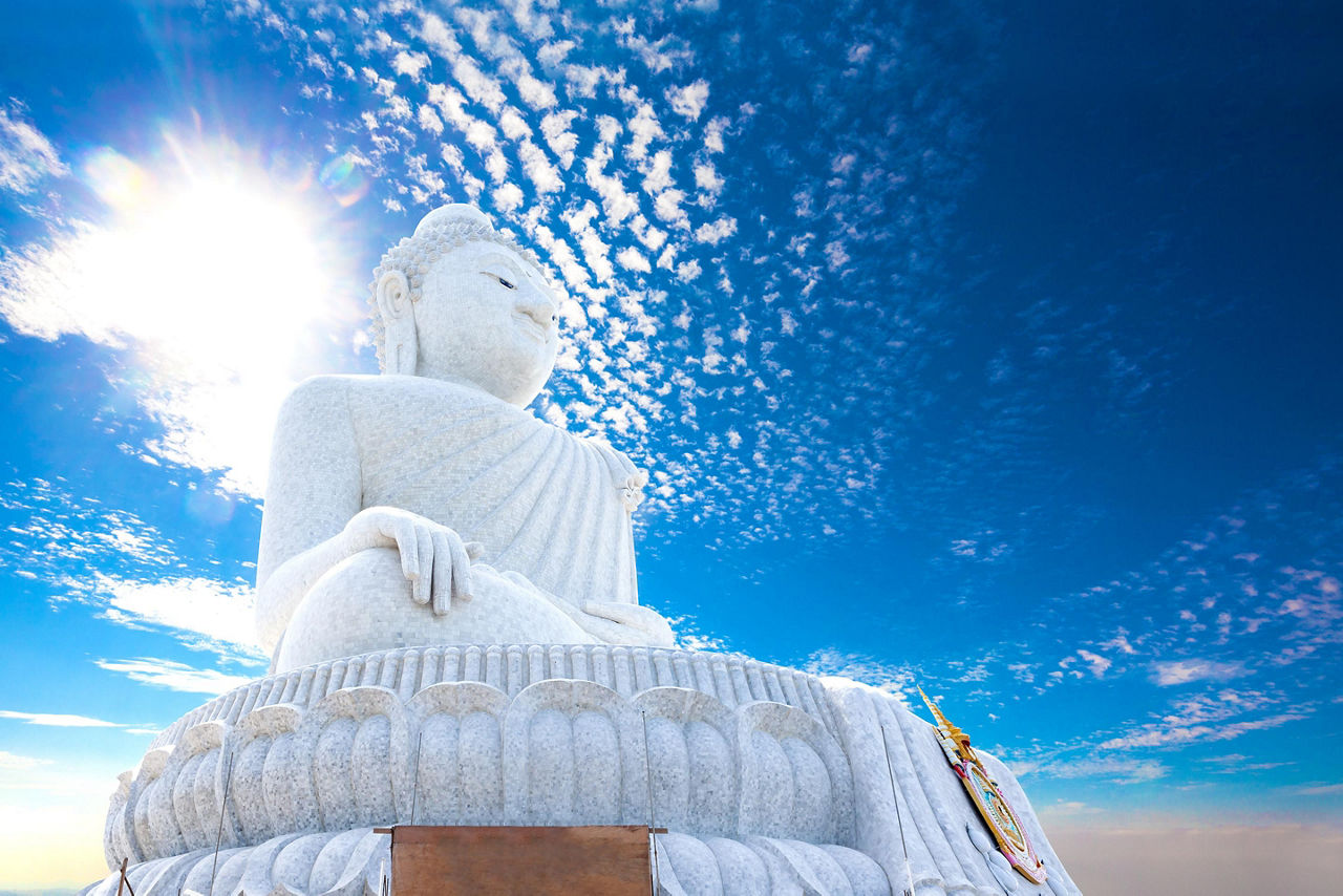 The big buddha statue at the temple, monastery in Phuket, Thailand