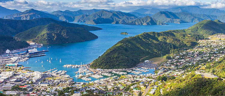 The view of Picton, New Zealand from Tirohanga Tack