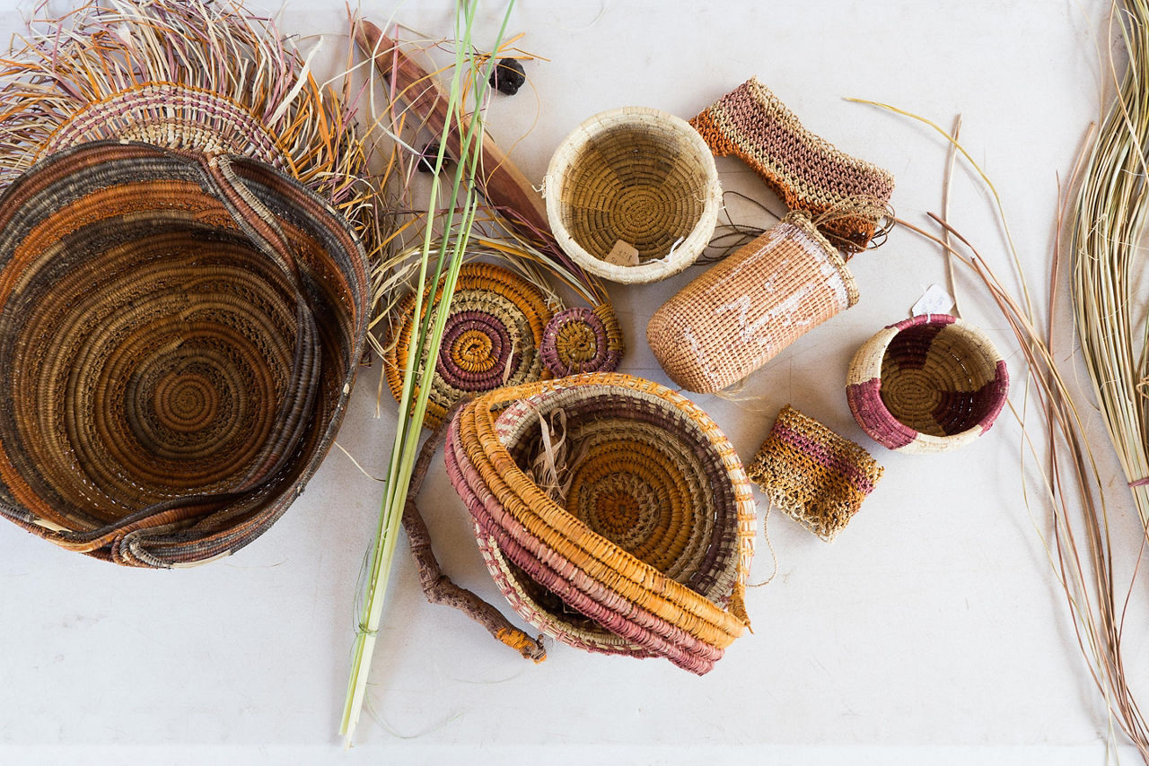 Traditional baskets weaved by natives in Port Douglas, Australia