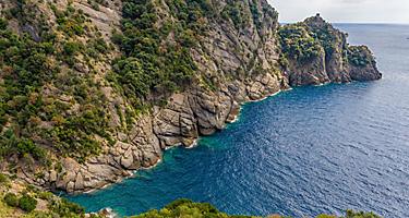 Small bay in the natural marine reserve, cala dell'oro, in Portofino, Italy