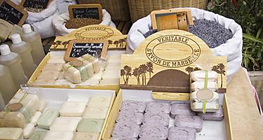 Famous soap from Marseille, France for sale at a market
