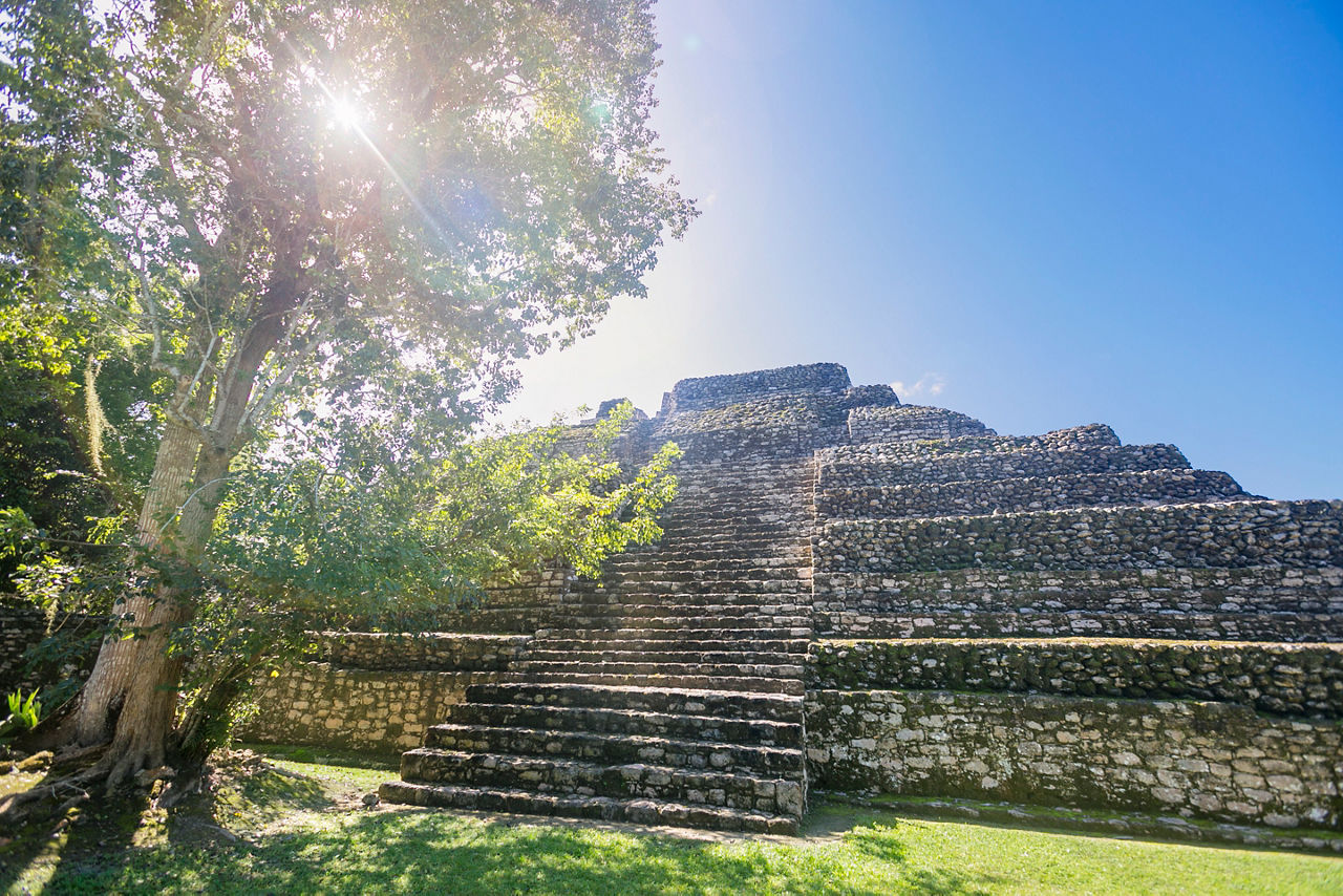 Chacchoben Mayan Ruins Low Wide, Costa Maya, Mexico 