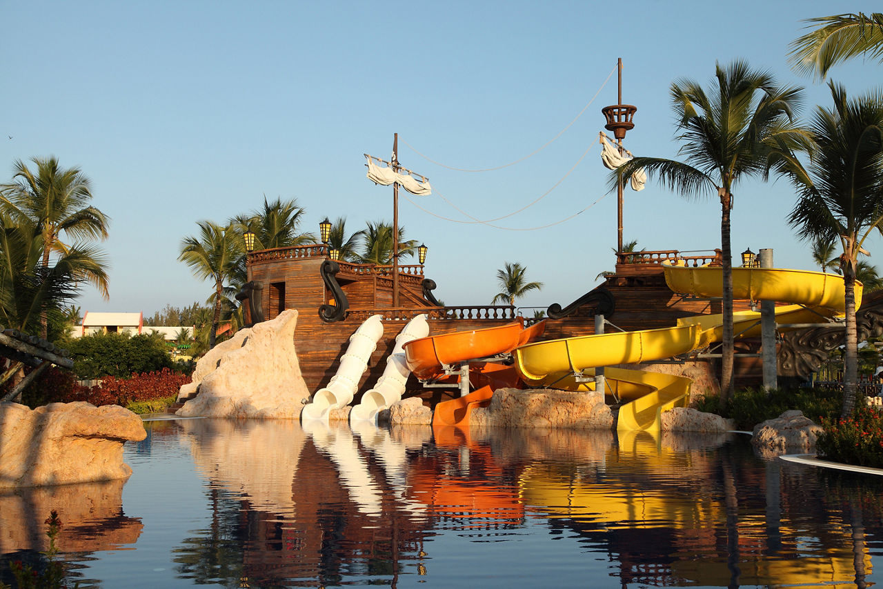 Kids water park with water slides in Dominican Republic, Punta Cana