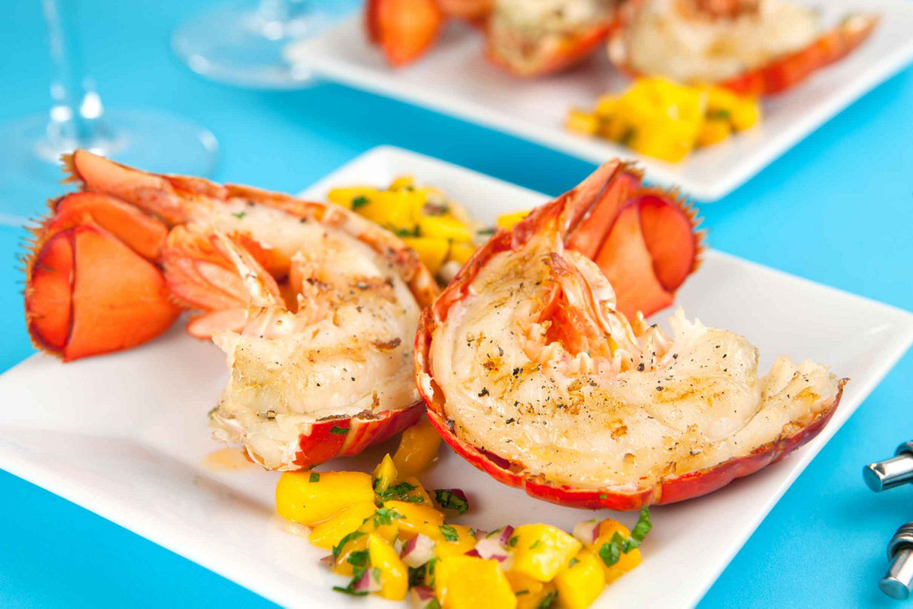 Grilled Lobster with Fresh Mangos, Punta Cana, Dominican Republic 