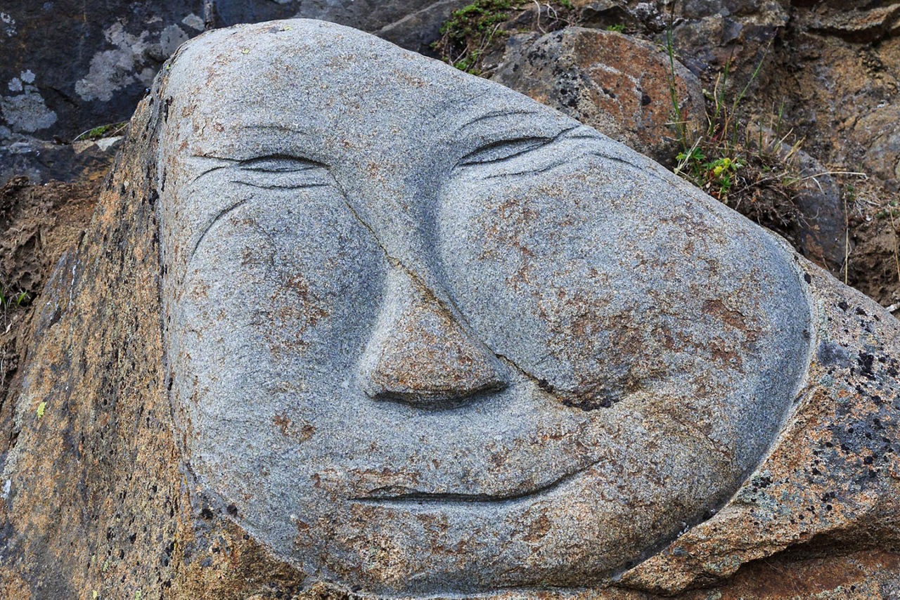 A face carved in stone