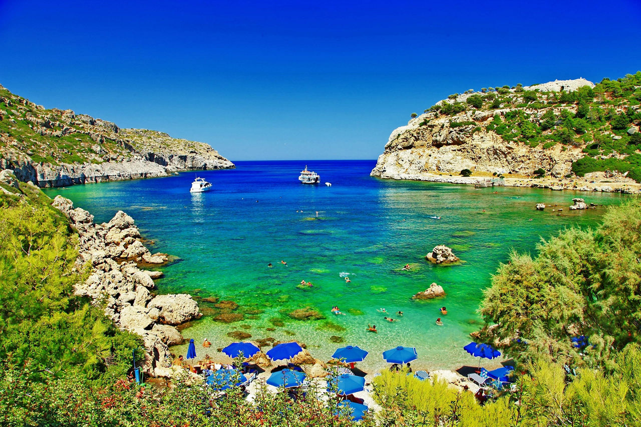 A secluded beach in Rhodes, Greece