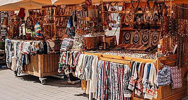 A street market in Riga, Latvia selling many different items
