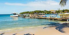 Pier with Water Taxis at the West End Village,  Roatan, Honduras