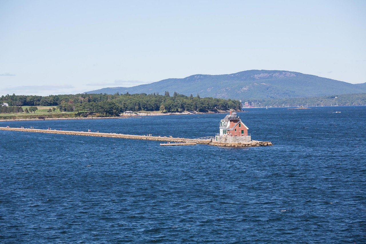 Rockland, Maine, Aerial view of Breakwater Lighthouse
