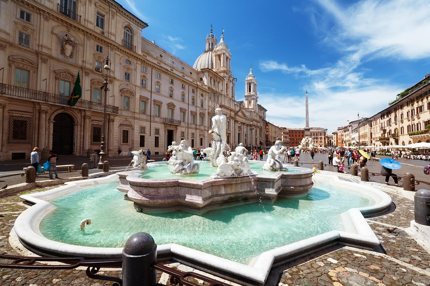 Piazza Navona combines Baroque fountains, street art, cafés, and history in Rome’s lively square. - Rome (Civitavecchia), Italy