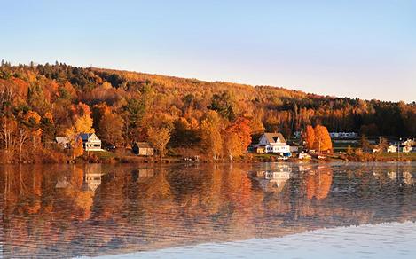 A Fall Landscape with Waterfront Homes and Trees, Saint John, New Brunswick