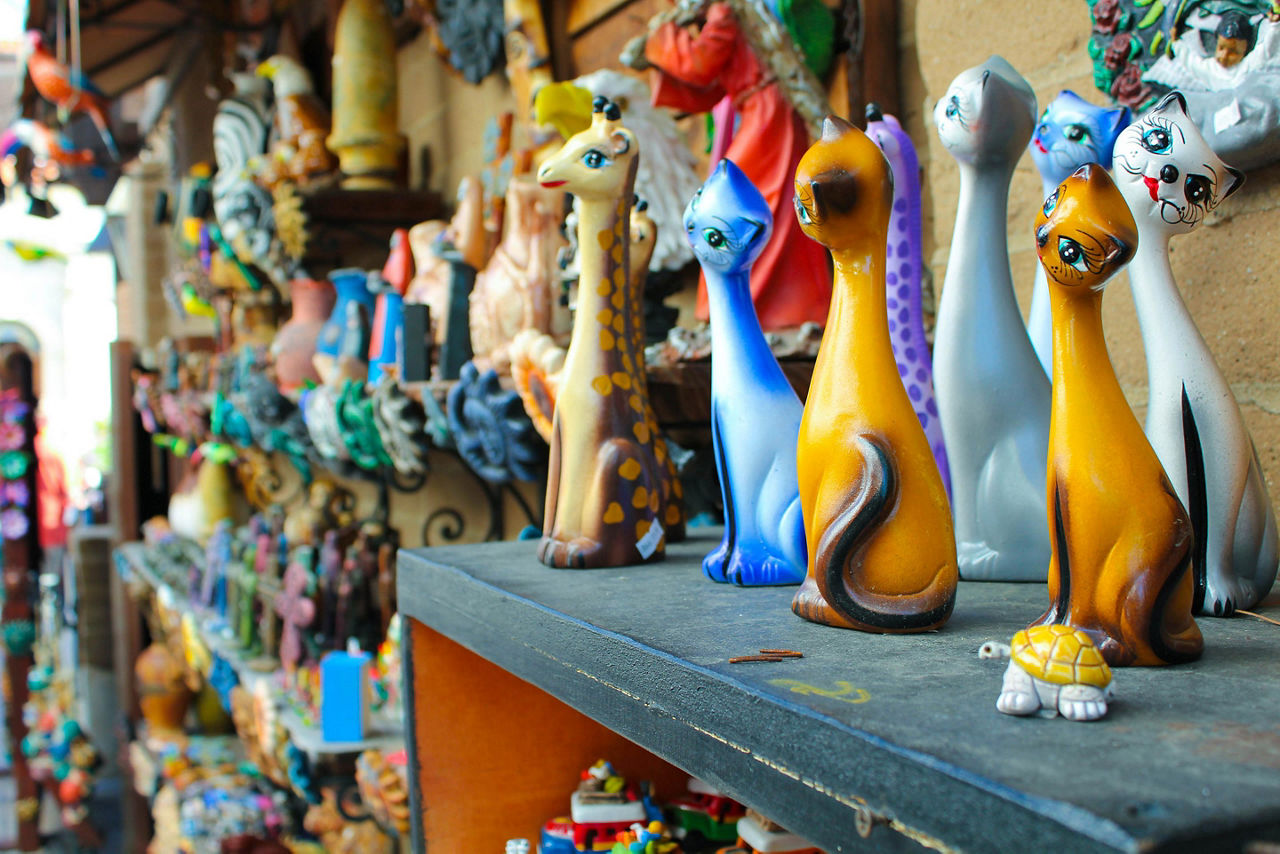 Colorful cat figurines in old town San Diego, California