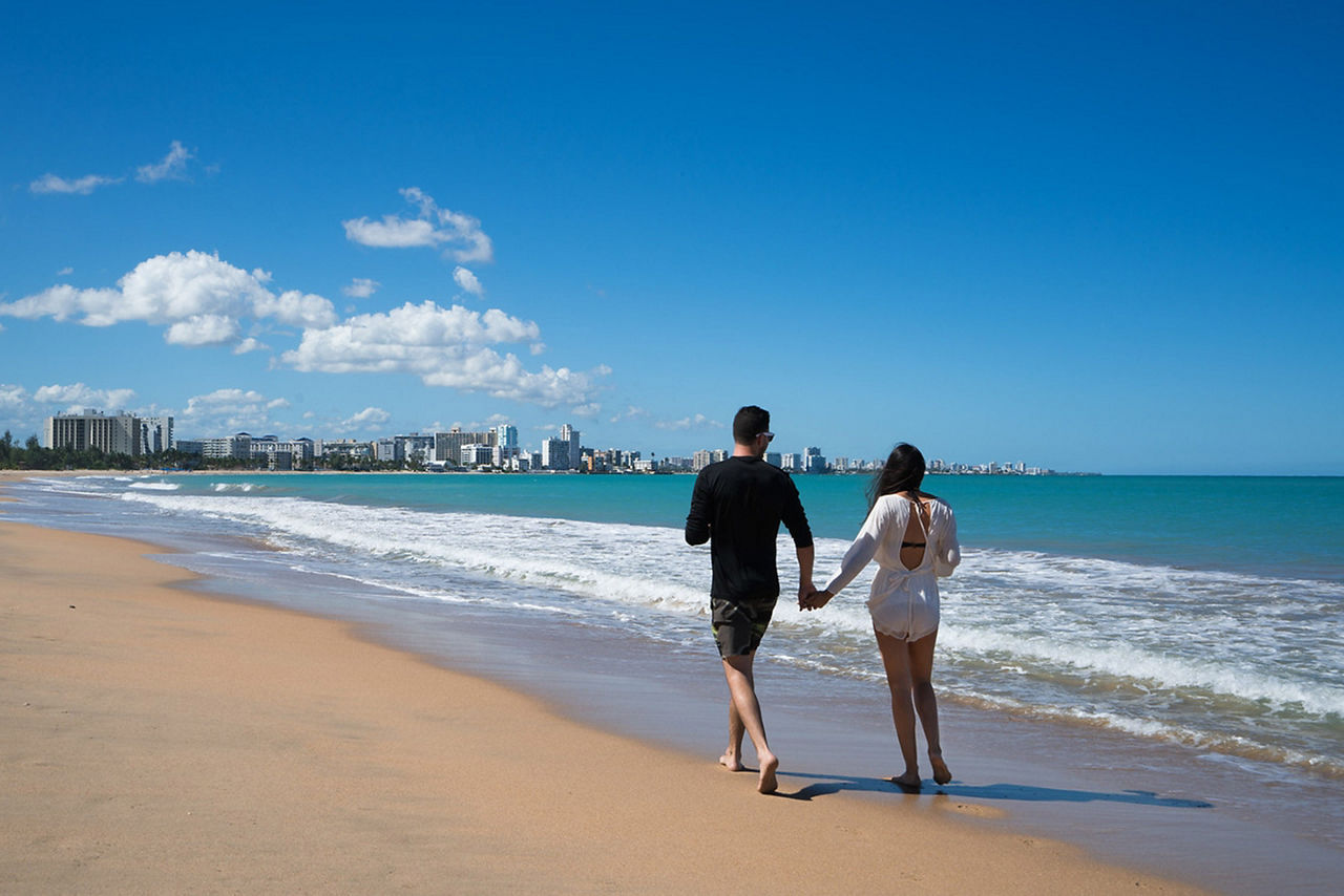 Isla Verde Couple on Beach Stroll, San Juan, Puerto Rico