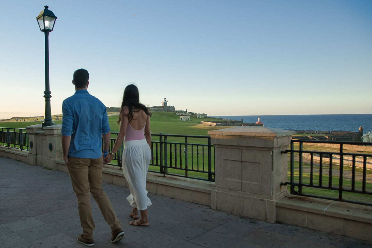 Couple Enjoying the View of the Forts on a Stroll , San Juan, Puerto Rico