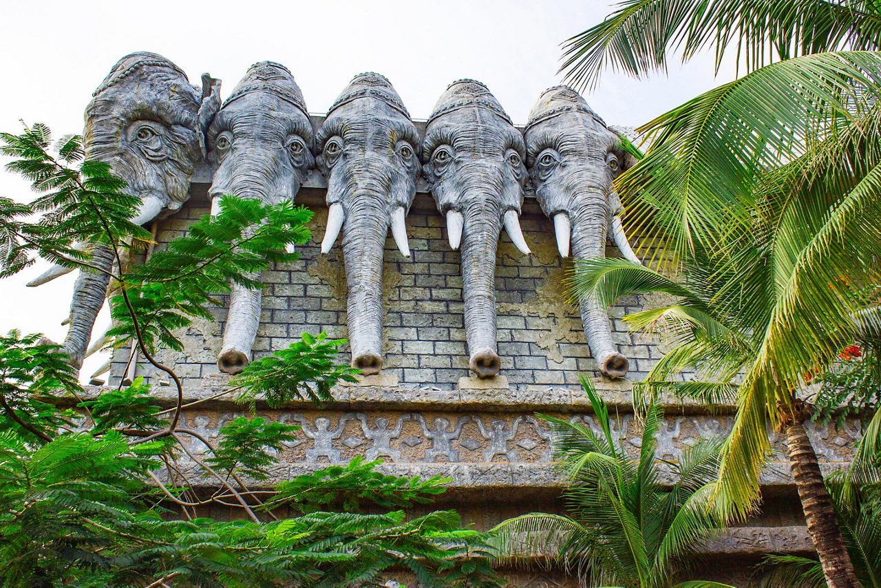 Elephant statues at the Romantic Park in Sanya, China
