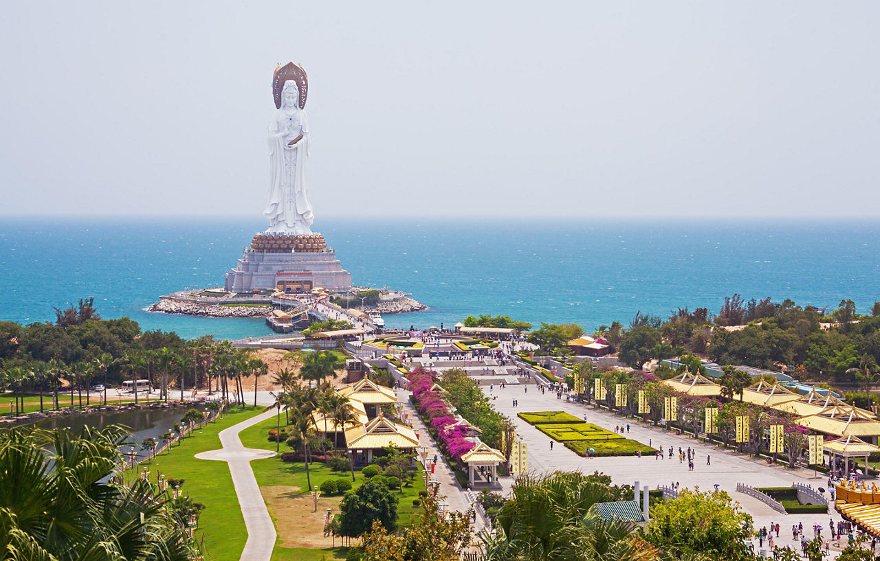 A statue of Quan Yin on the coast of Sanya, China
