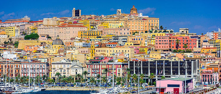 Coastal view of the city of Cagliari in Sardinia