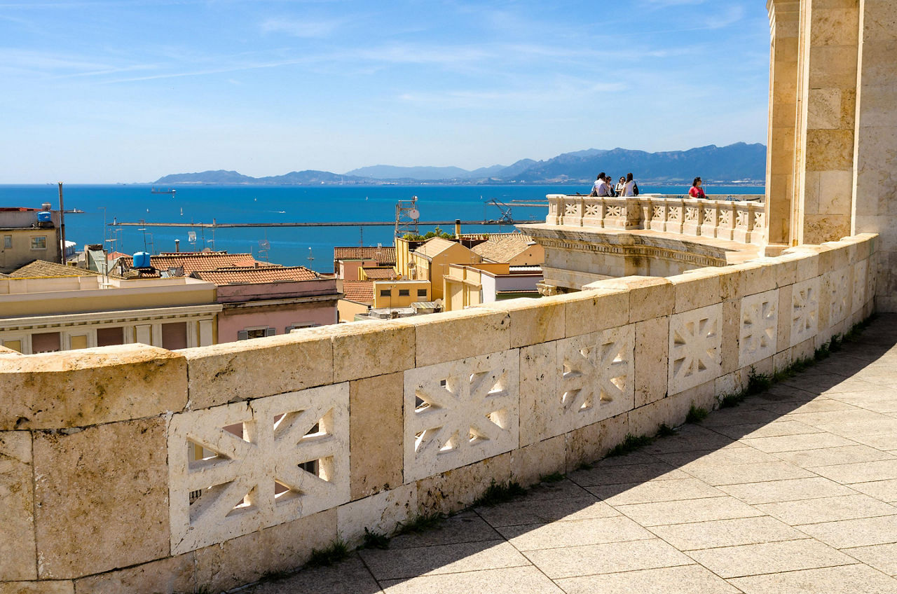 Sardinia (Cagliari), Italy, View Of Sea From Saint Remy Bastion