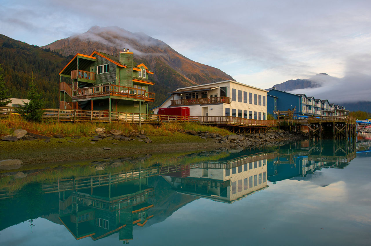 Historic Buildings at Seward Boat Harbor in Seward, Kenai Peninsula, Alaska