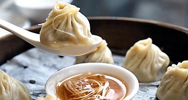Dumplings with dip in Shanghai, China