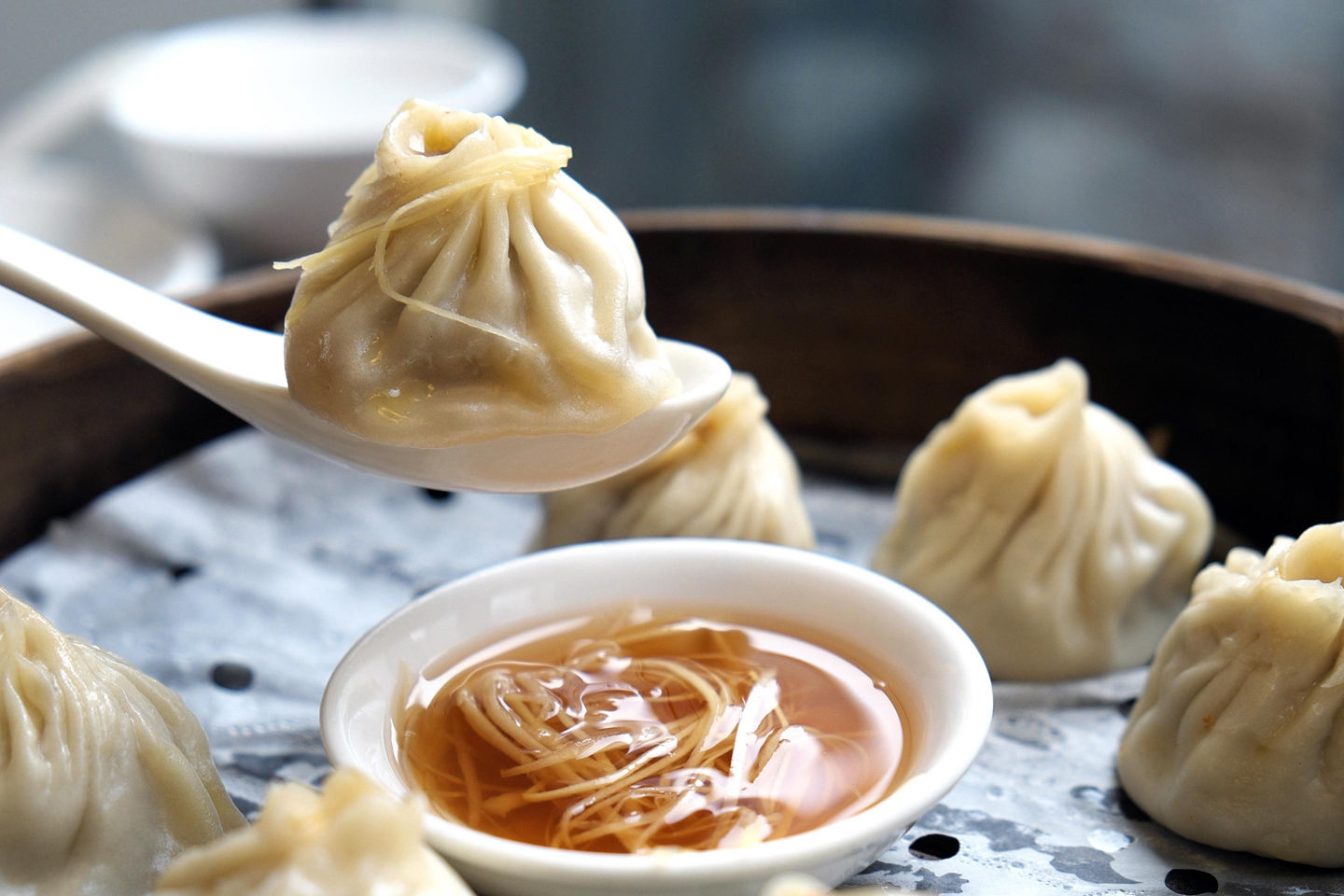 Steaming Shanghai dumplings. - Shanghai, China