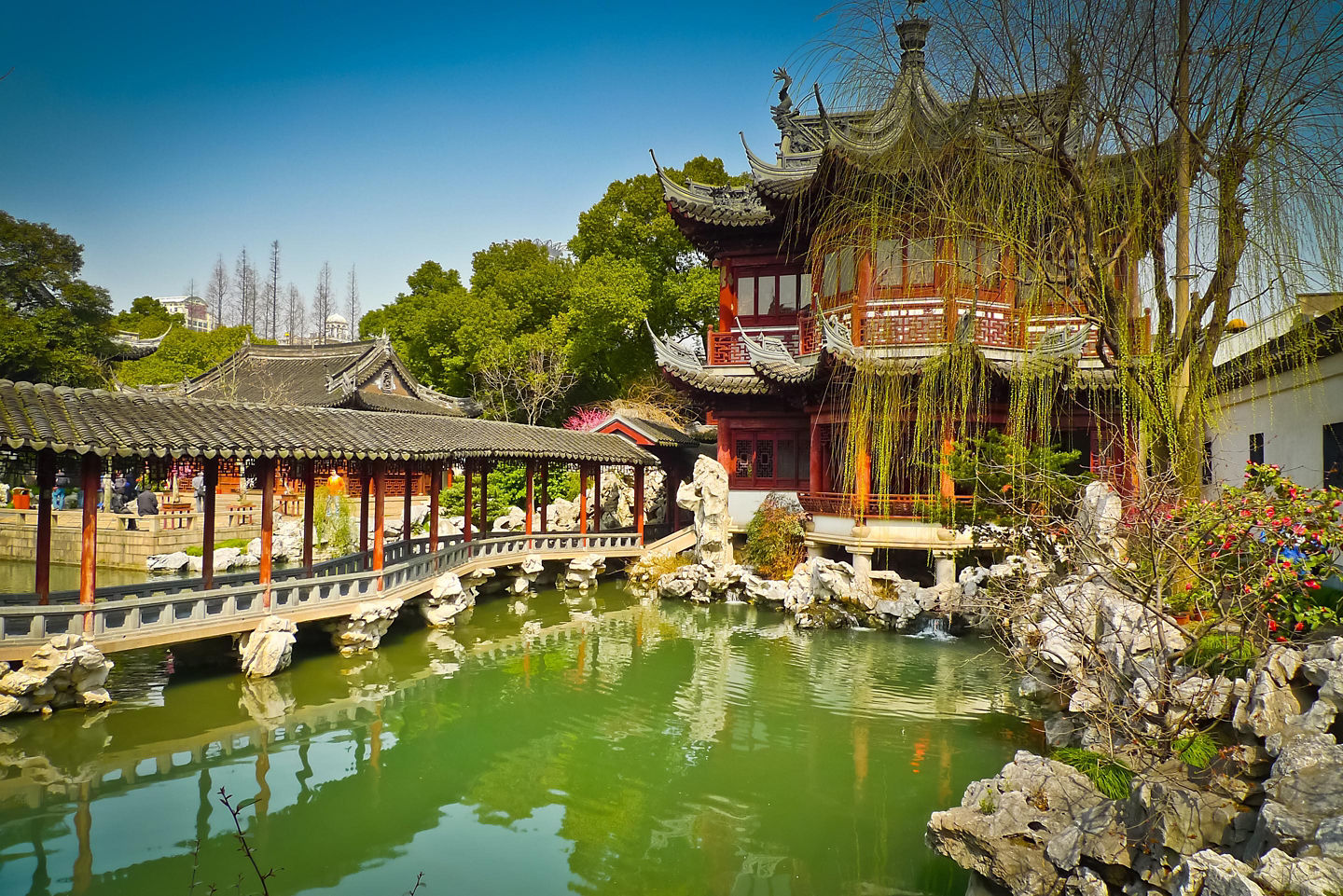 Traditional pavilions in Yuyuan Gardens. - Shanghai, China