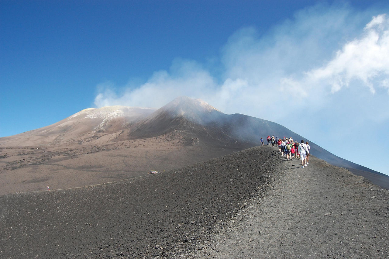 A group climbing Mt. Etna in Sicily