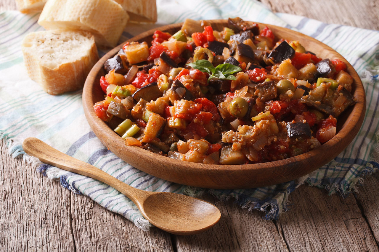 Caponata eggplant, olives, tomatoes, etc.