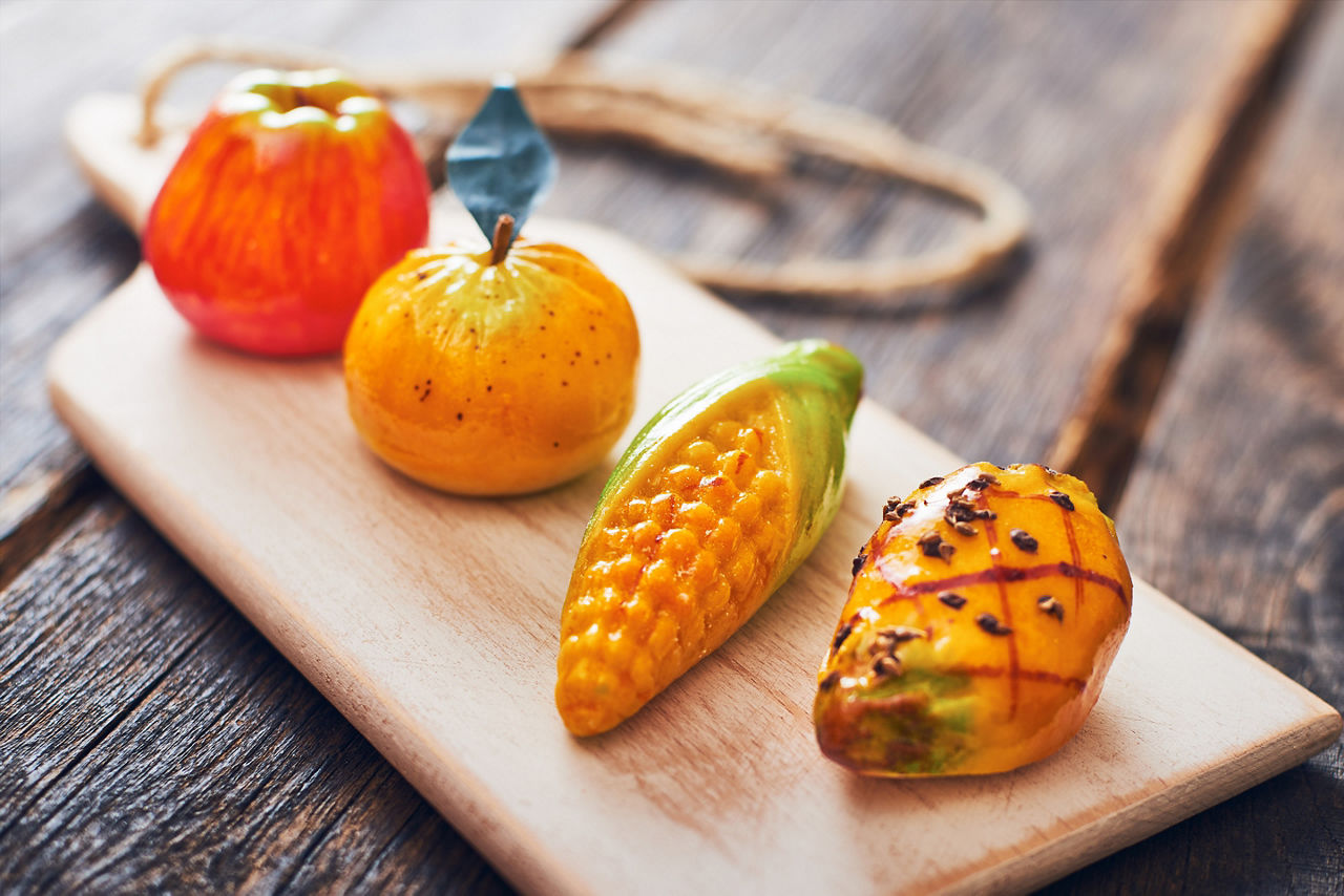 Typical sicilian pastries - marzipan fruits - frutta di martorana