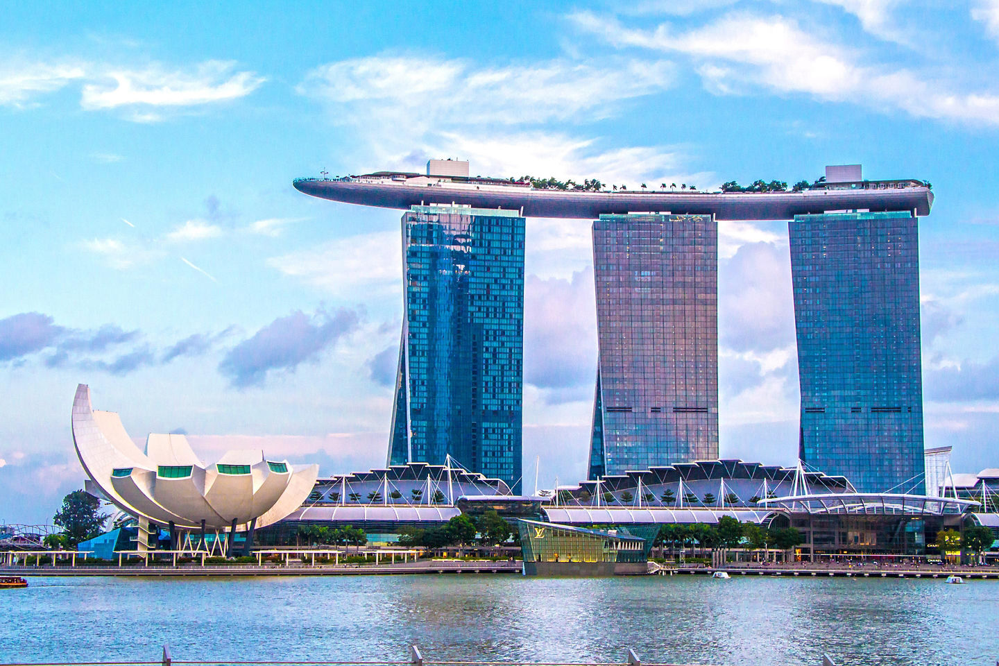Take in the stunning Marina Bay Sand hotel in Singapore.