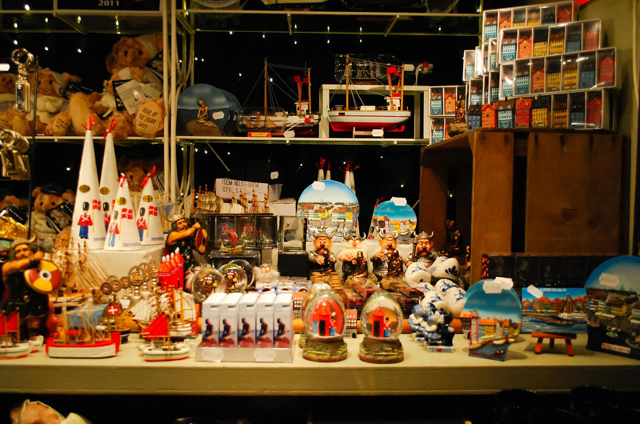 A souevnir shop in Denmark selling an assortment of souvenirs