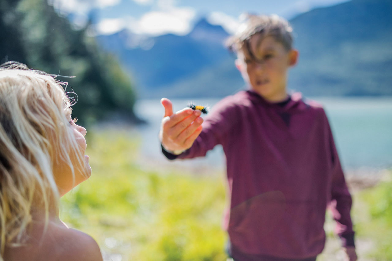 Kids Playing with Nature, Alaska, Skagway