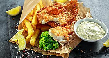 Traditional fish and chips in England