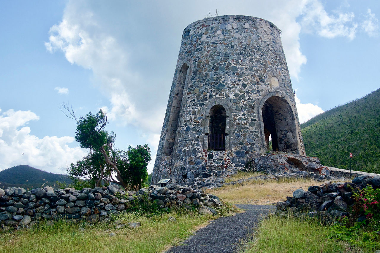 Old sugar plantation on the island of St John in the US Virgin Islands. The Caribbean.
