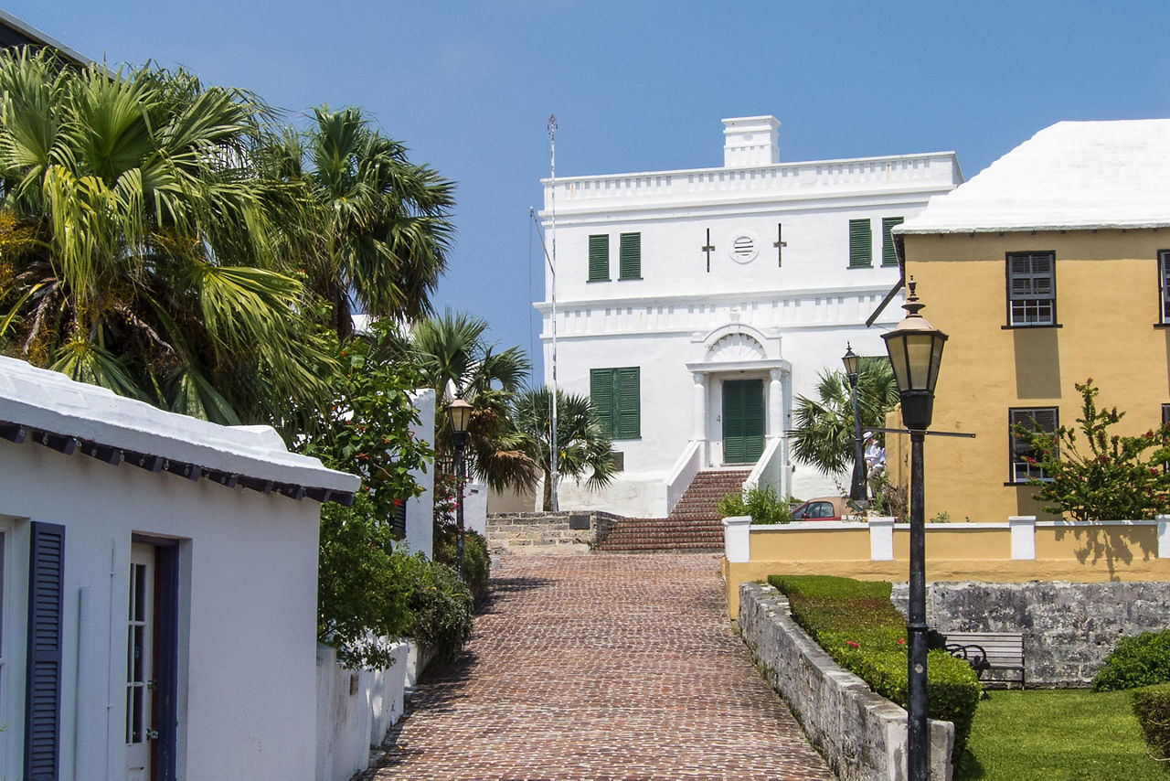 The State House in St. George's, former home of Bermuda's parliament, in St. George's, Bermuda