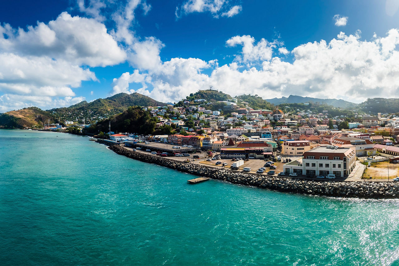 Ocean Sea Clearwater Buildings Houses City, St. George's, Grenada
