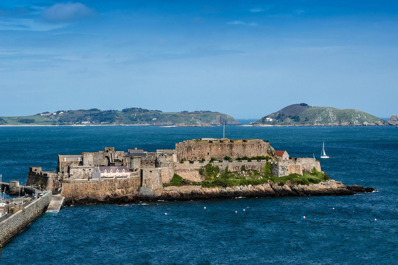 View of Castle Cornet in Saint Peter Port, Channel Islands