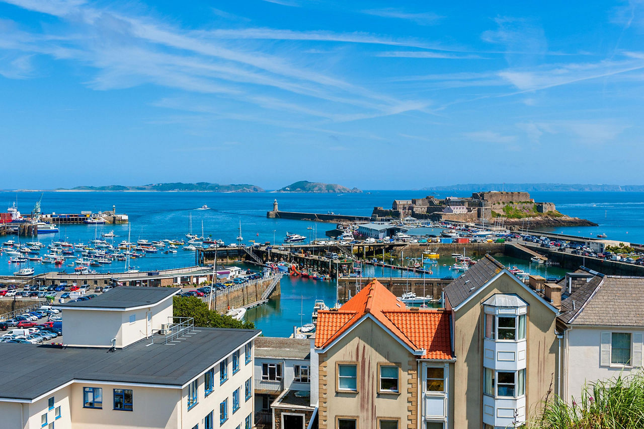 St. Peter Port, Channel Islands, View of harbor