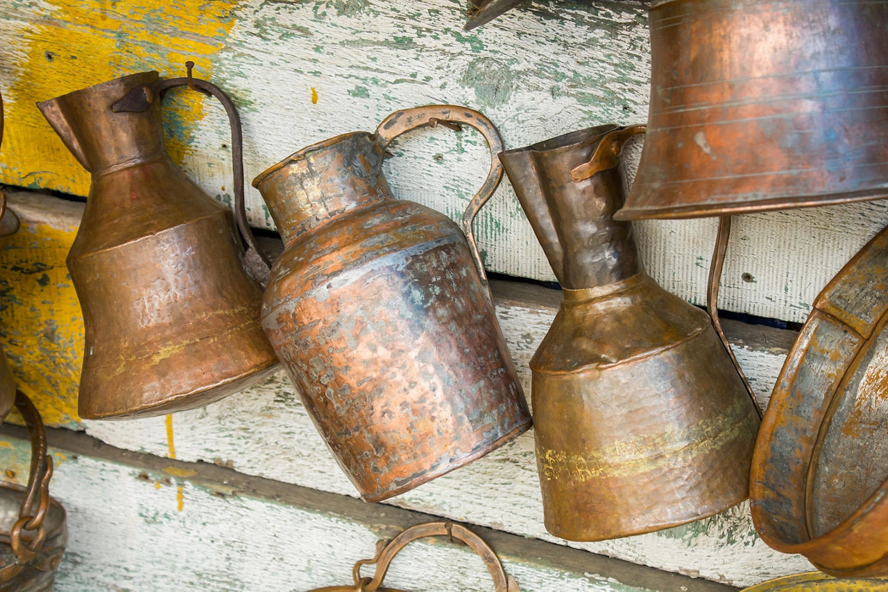 Antique copper cans