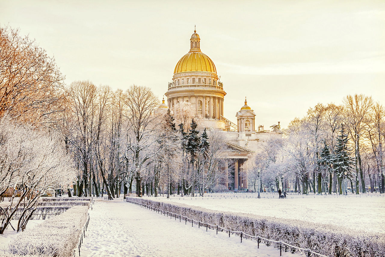 Travel to St. Isaac's Cathedral During Winter in St. Petersburg, Russia