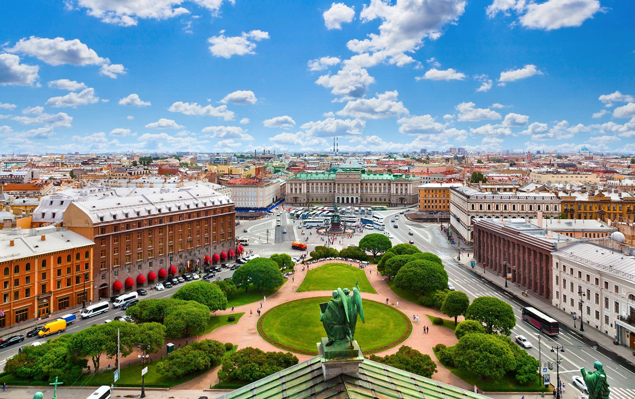 View of Saint Isaac's square in St. Petersburg, Russia